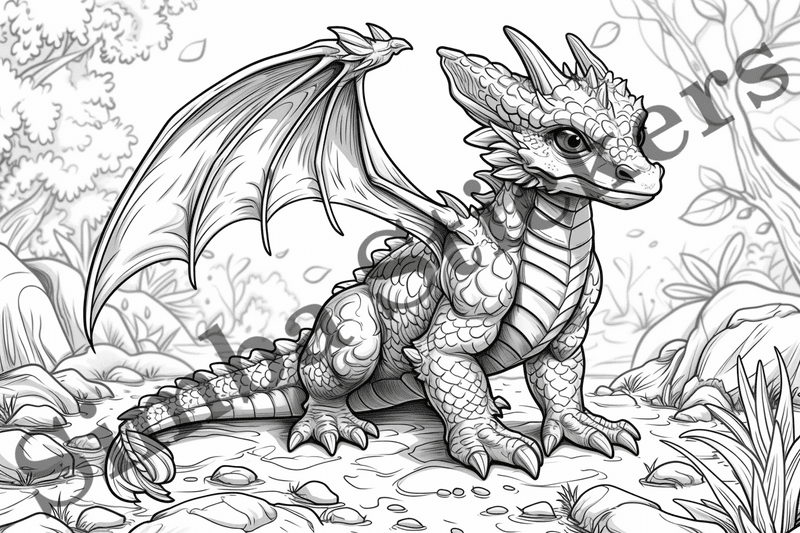 Colouring pages, bundle of dragons, 25 images