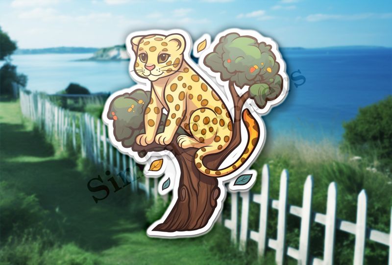 Leopard youngling in a tree
