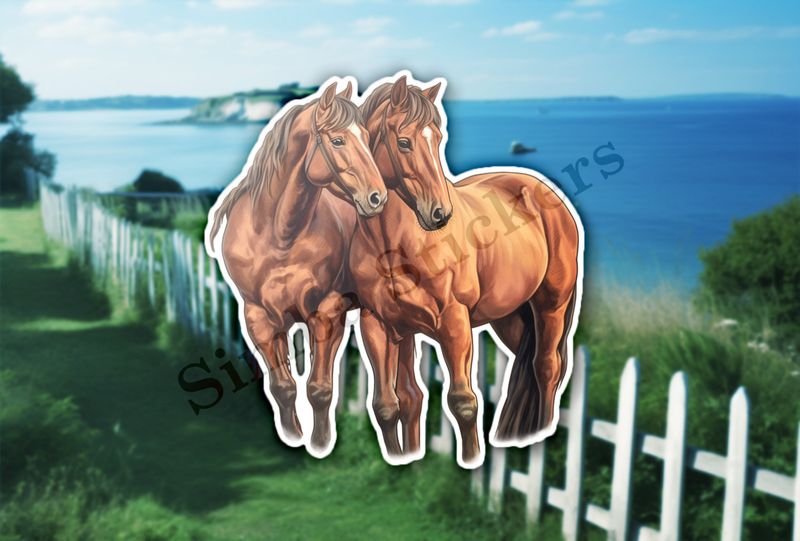 Two brown horses