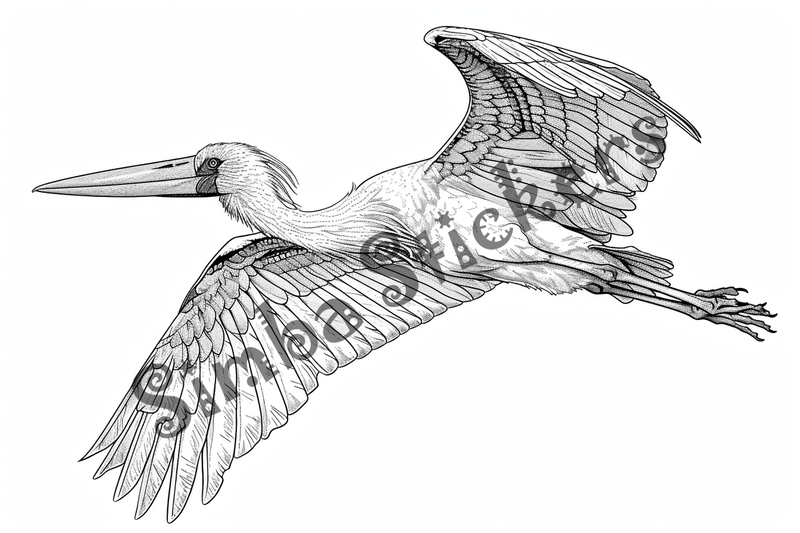 Colouring pages, bundle of marabou storks, 10 images