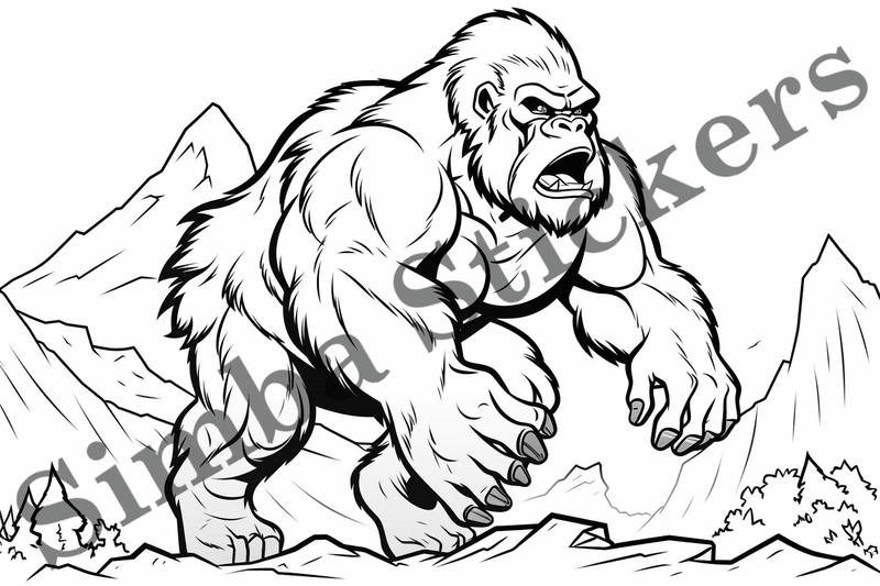 Colouring pages, bundle of gorillas, 25 images