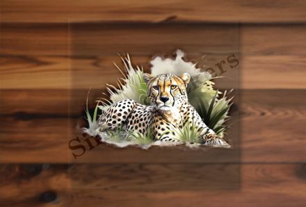 Cheetah sitting in the grass, watercolour