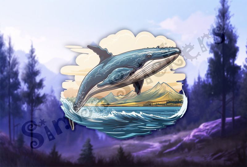 Whale leaping out of water