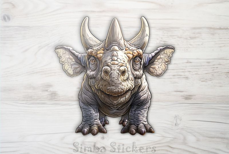 Horned dinosaur looking friendly