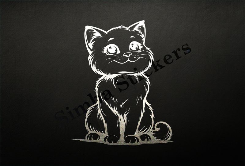Happy cat, outline art
