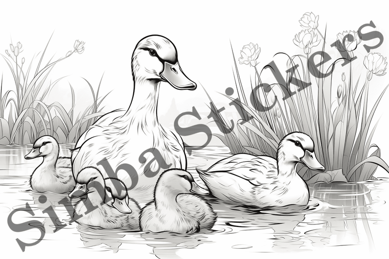 Colouring pages, Bundle of ducks in love, 25 images