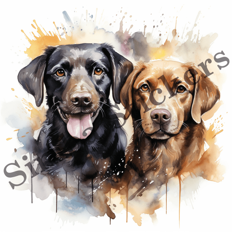 Labrador Retriever dogs, watercolour, image set, 10 images