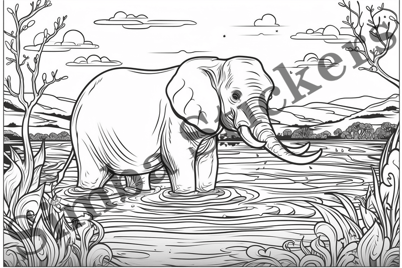 Colouring pages, Bundle of elephants, 25 images