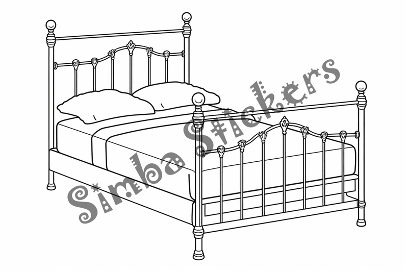 Colouring pages, bundle of house bedrooms, simple, 10 images