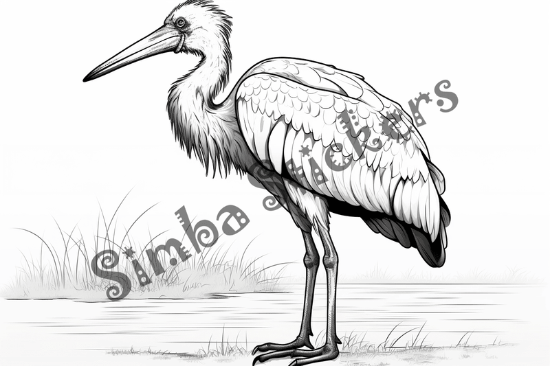 Colouring pages, bundle of marabou storks, 25 images