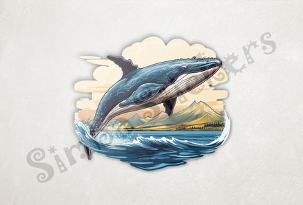 Whale leaping out of water