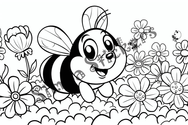 Colouring pages, bundle of bees, 50 images