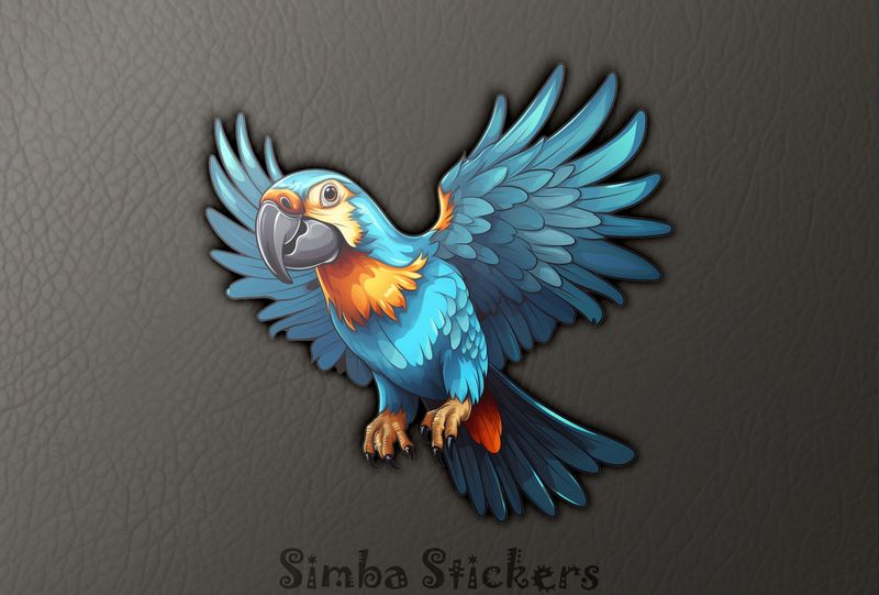 Bluish parrot with wings outspread, ecthc6