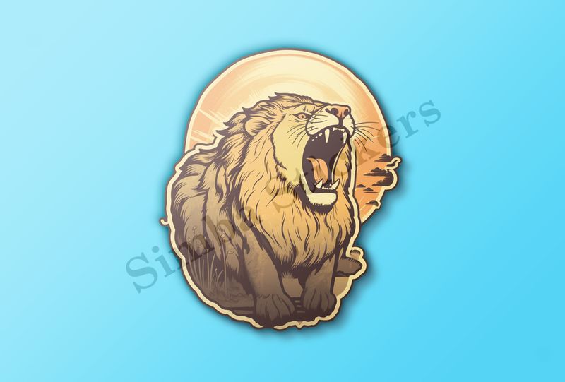 Male lion roaring majestically