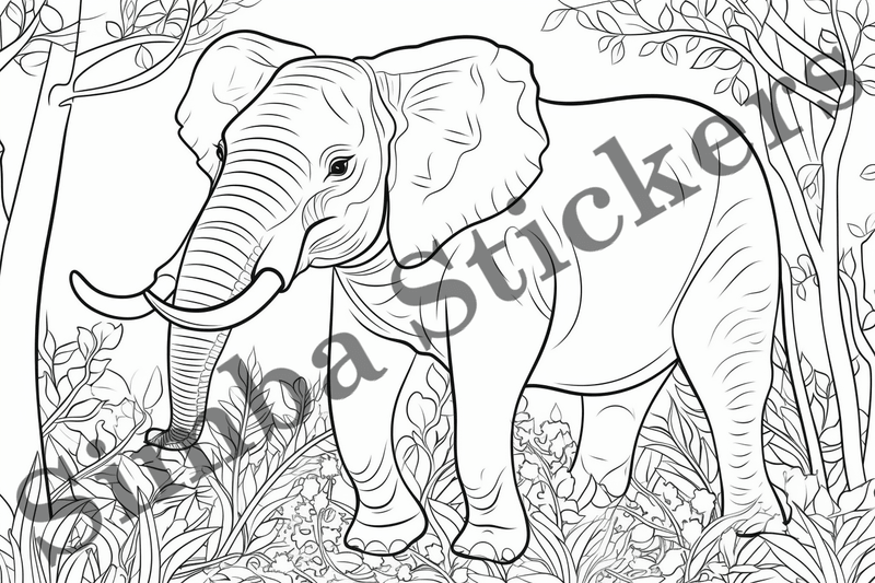 Colouring pages, Bundle of elephants, 25 images