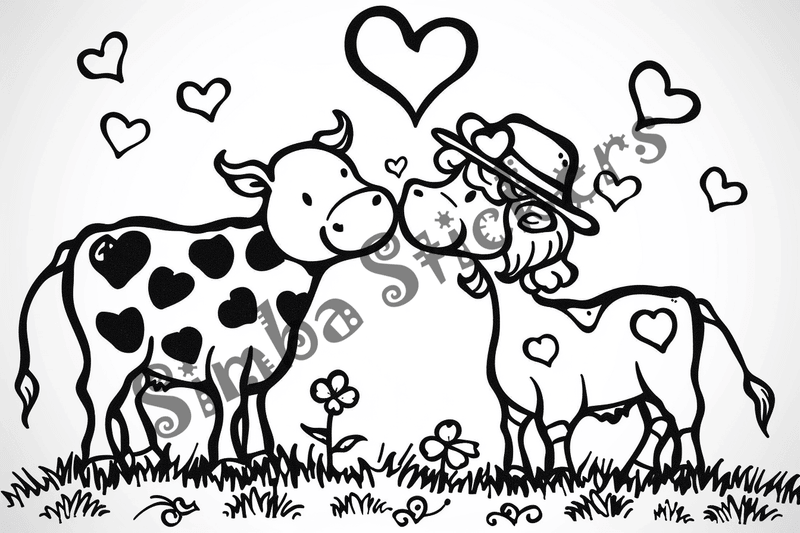 Colouring pages, bundle of cattle, simple, 10 images
