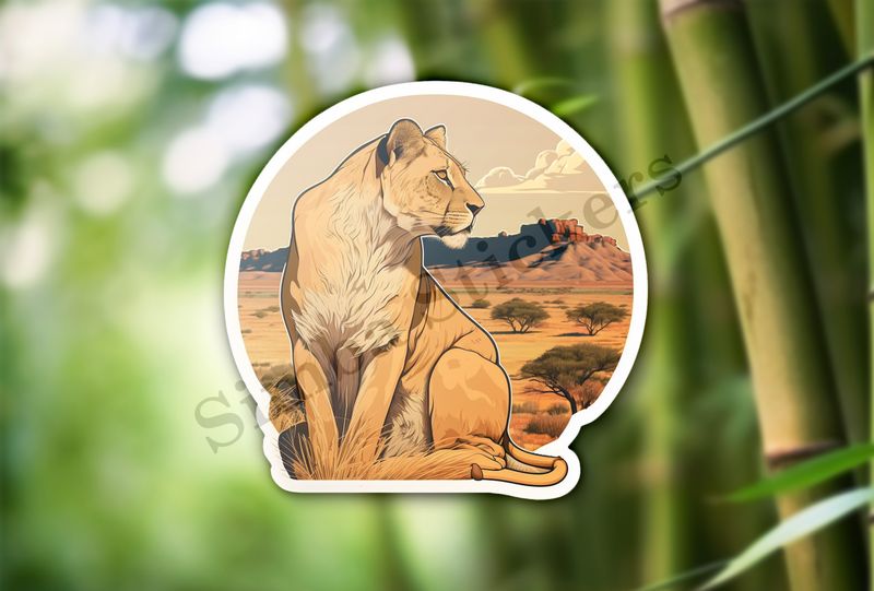 Lioness sitting in the Savanna