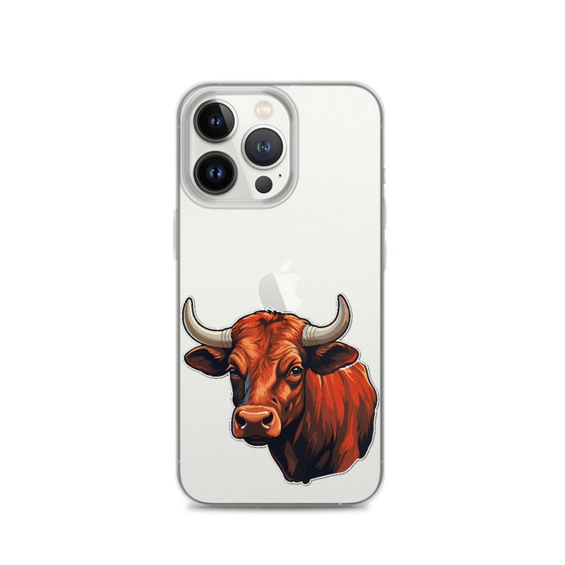 Clear Case for iPhone, Bull face, partial side view, bpor80