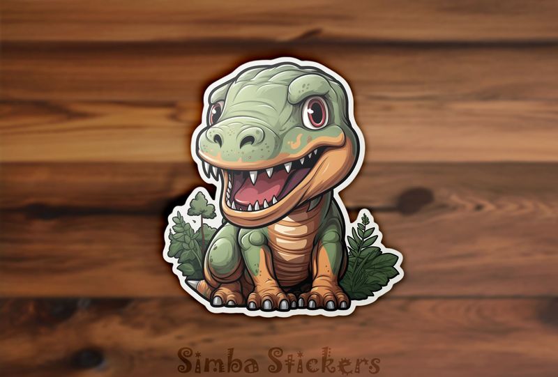 Happy green dinosaur child smiling