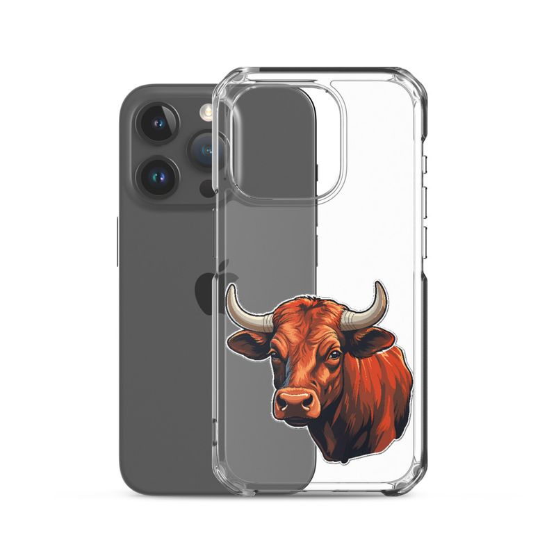 Clear Case for iPhone, Bull face, partial side view, bpor80