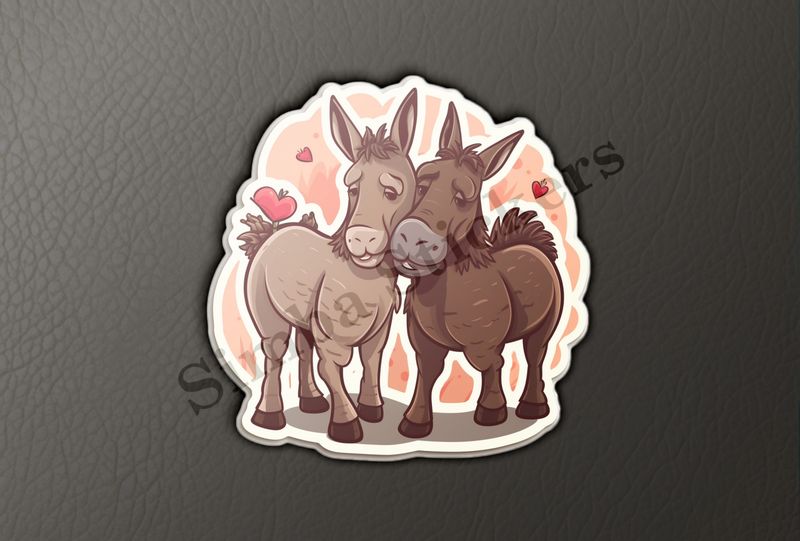 Donkeys in love, cheek-to-cheek