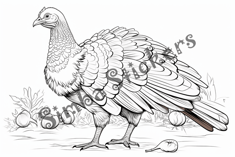 Colouring pages, bundle of individual turkeys, 25 images