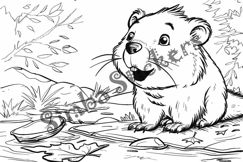Colouring pages, bundle of beavers, 10 images