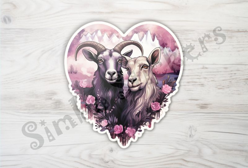 Goats in love, in heart shape