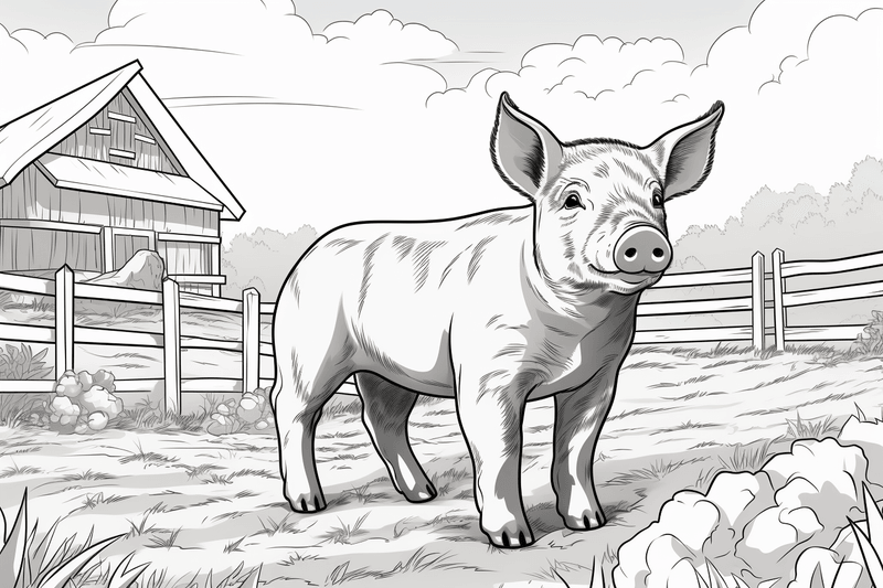 Colouring pages, bundle of pigs on a farm, 10 images