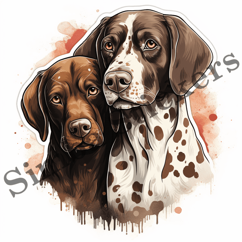 German Shorthaired Pointer dogs in love, image set, 10 images
