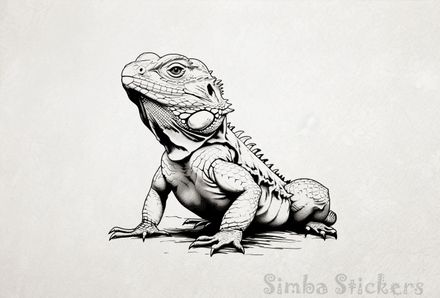 Lizards resting with front raised, outline art