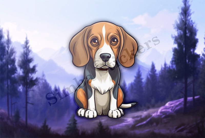 Beagle dog looking somewhat sad