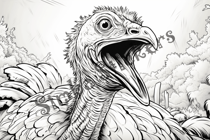 Colouring pages, bundle of individual turkeys, 25 images