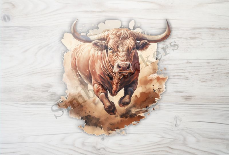 Bull kicking up dust