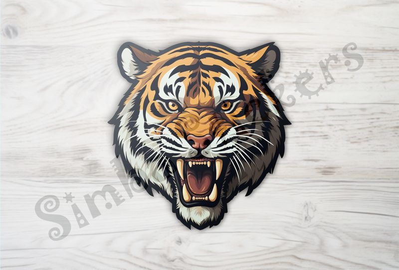 Tiger roaring, face