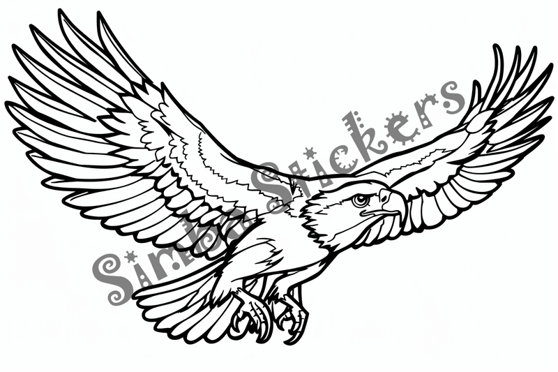 Colouring pages, bundle of eagles flying, 10 images