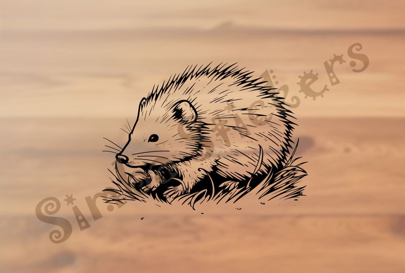 Porcupine in the grass, outline art