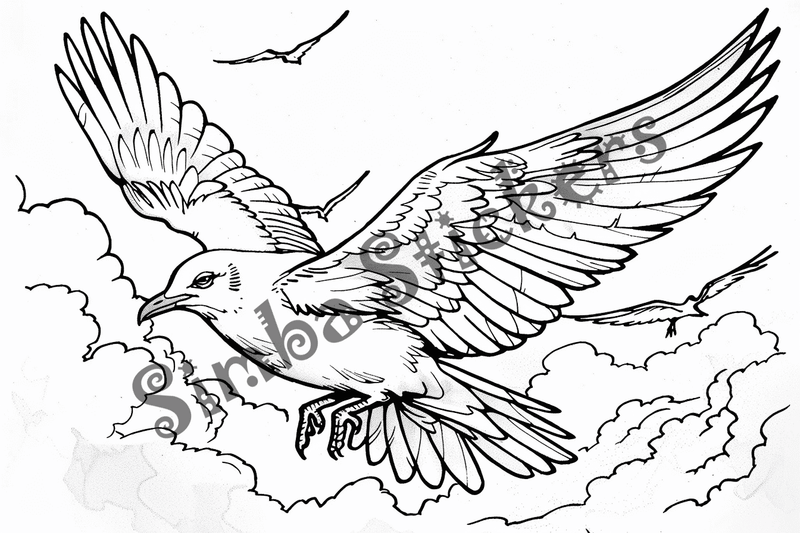 Colouring pages, bundle of seagulls, 25 images