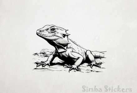 Lizard paying attention, outline art