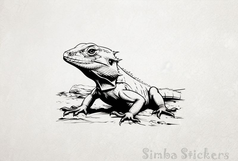 Lizard paying attention, outline art