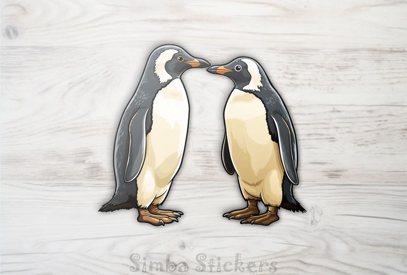 Penguins in love beak-to-beak, watercolour, ehkmxc