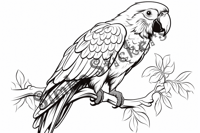 Colouring pages, bundle of parrots, 25 images