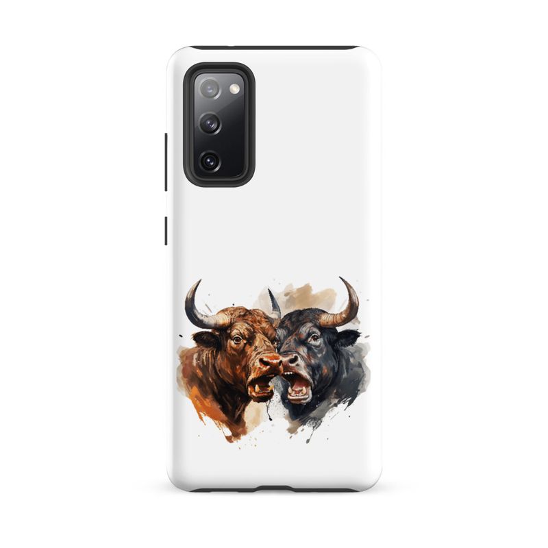 Tough Case for Samsung, Bulls facing up to each other, watercolour, dx5eff