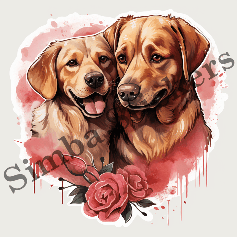 Labrador Retriever dogs in love, image set, 10 images