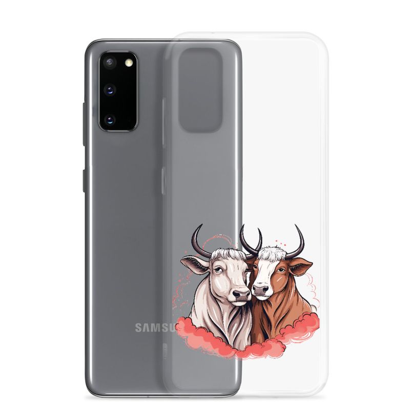 Clear Case for Samsung, Bull and cow, romantic, reddish clouds, qoucds