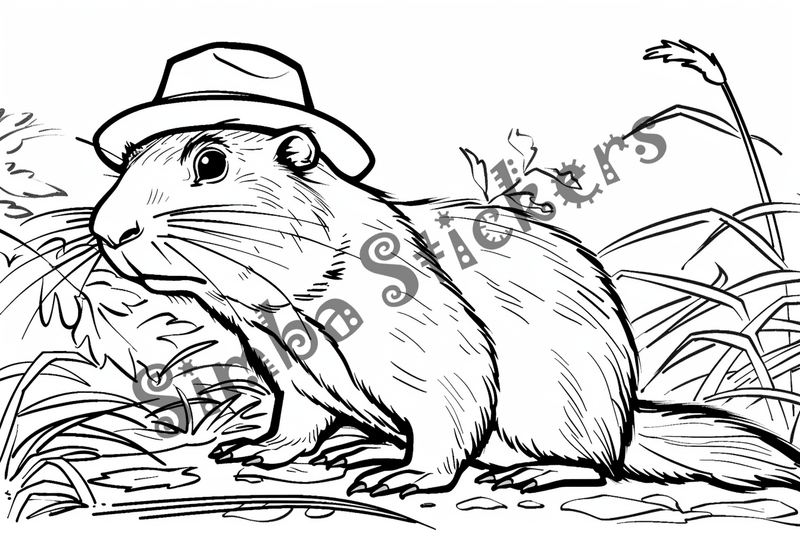 Colouring pages, bundle of groundhogs in glasses or clothes, 10 images