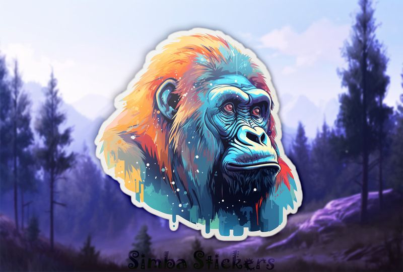 Gorilla in colourful framing, dv4q0j