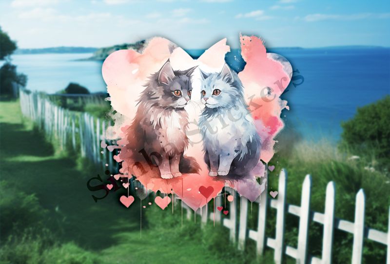 Cats in love, watercolour