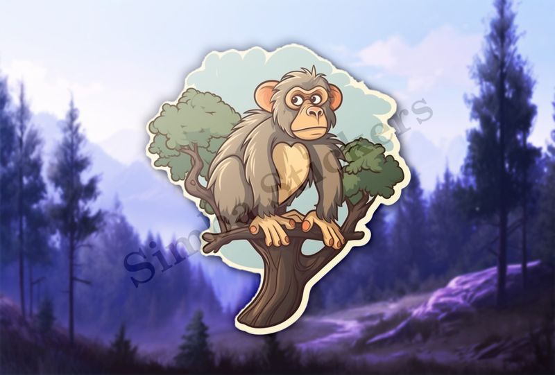 Baboon on branch in a tree