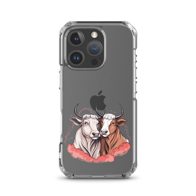 Clear Case for iPhone, Bull and cow, romantic, reddish clouds, qoucds